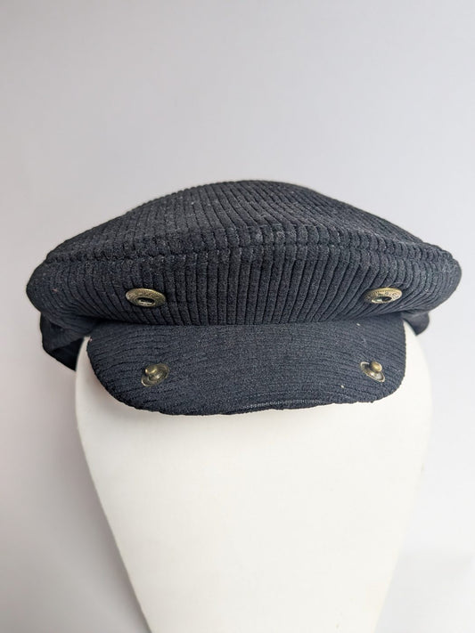 Corduroy Golf Flat Cap - With Front Buttons