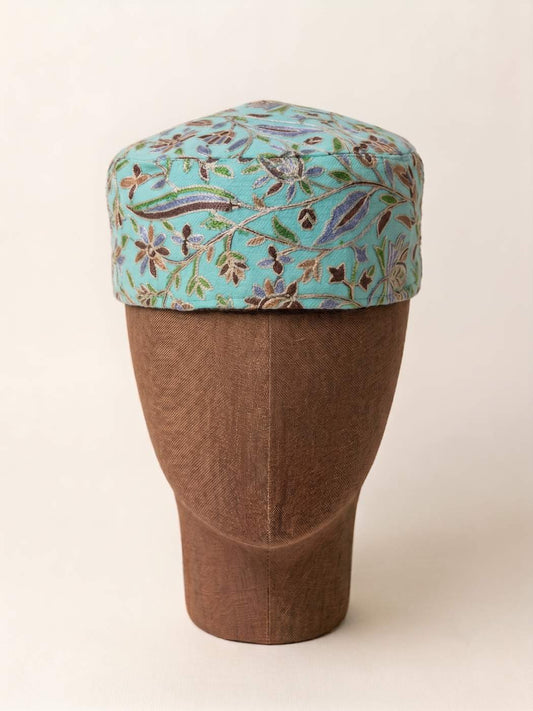 green round cap with kalamkari work
