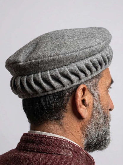 twisted pakol cap in grey