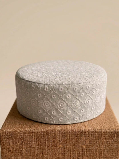 Grey and White Cotton Cap for Summer | Chikan Embroidery