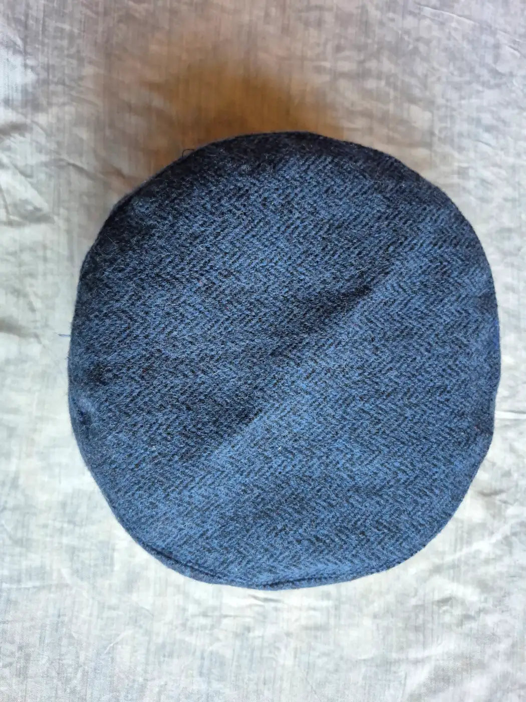 Blue Round Foldable Woolen Cap in Handloom Tweed  | Premium Kashmiri Fabric