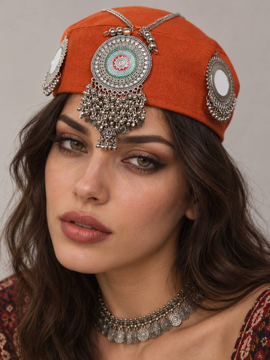 Zooni Kashmiri Women Bridal Cap With Jewlery In Kasaba Style