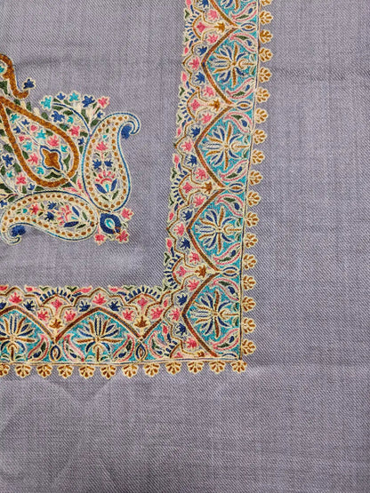 grey Headscarf for gents with border nalki aari work 
