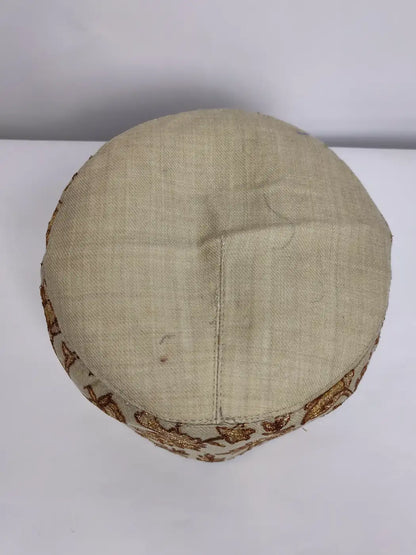 Stylish Kashmiri Beige Cap with Aari Embroidery - Nauman