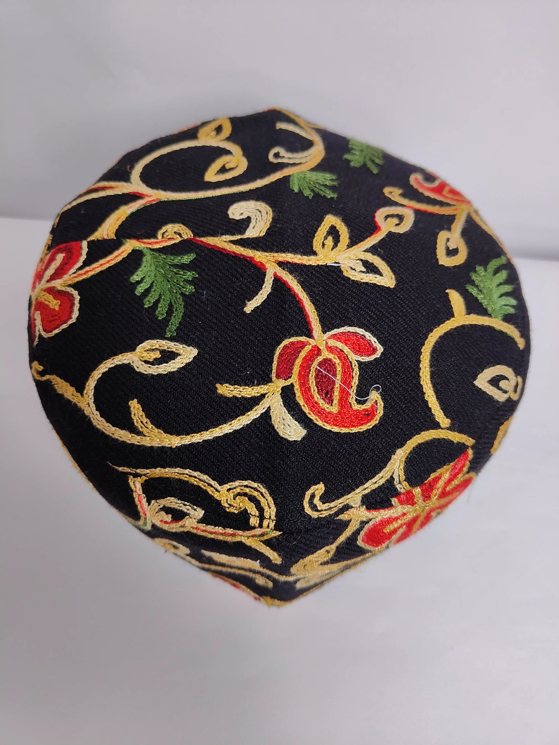 black kashmiri topi with aari work