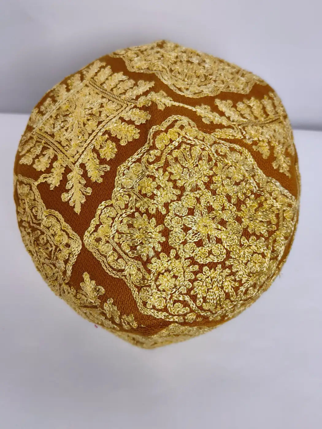 Kashmiri Classic Brown Cap with Janoob Aari Embroidery