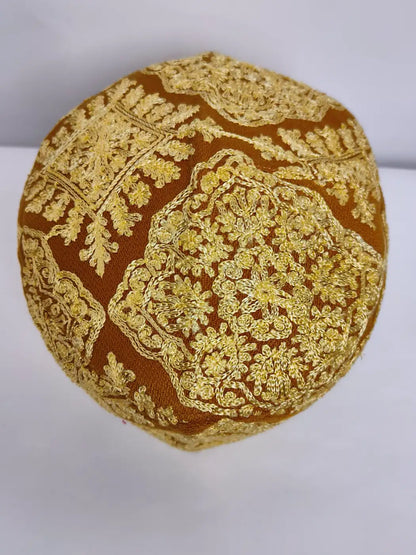 Kashmiri Classic Brown Cap with Janoob Aari Embroidery