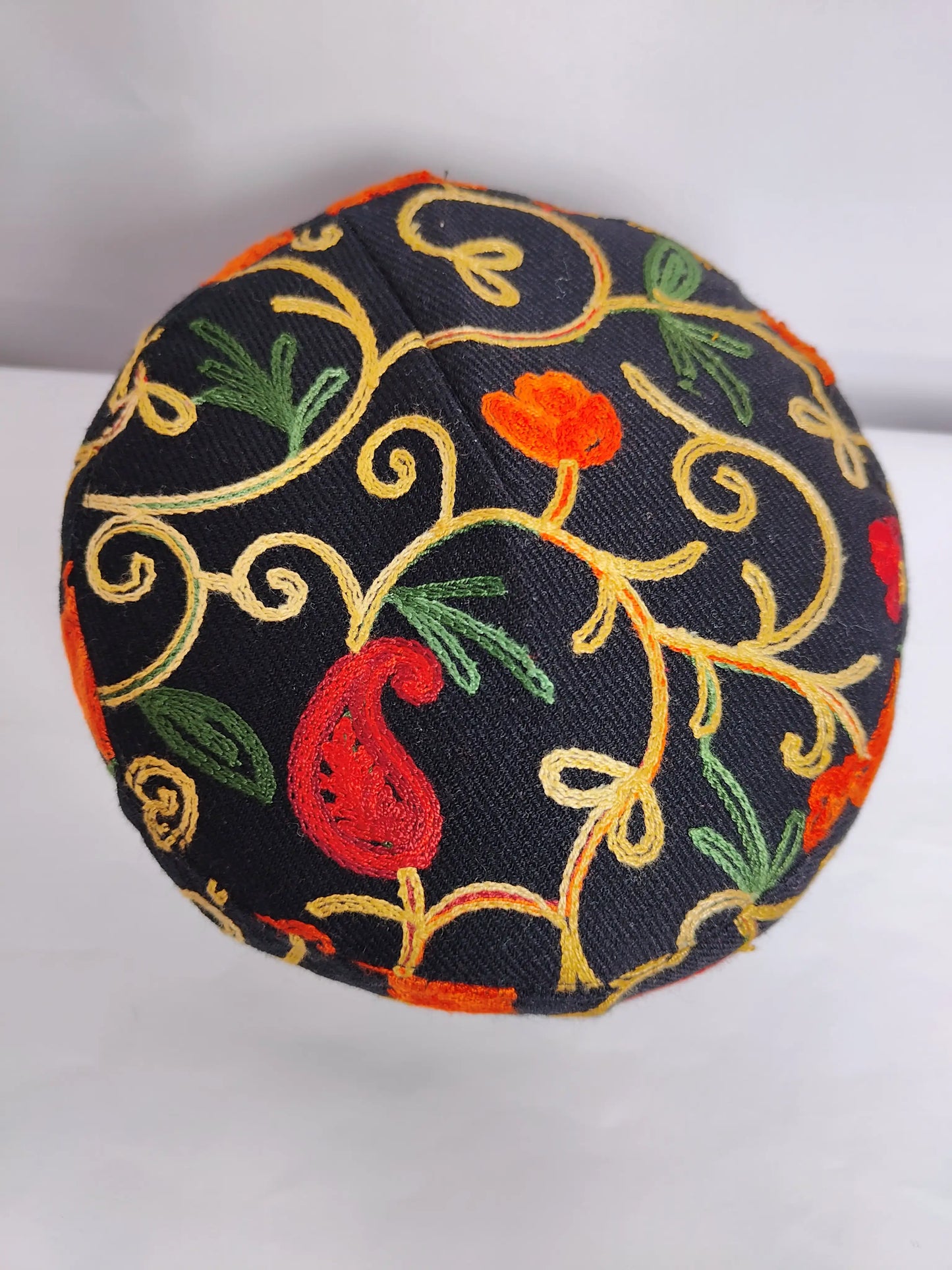 Black topi top side with badam motifs in aari work 