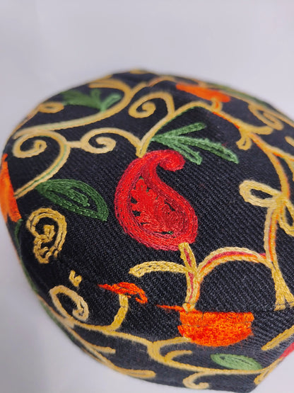 black cap with aari work from Kashmir 