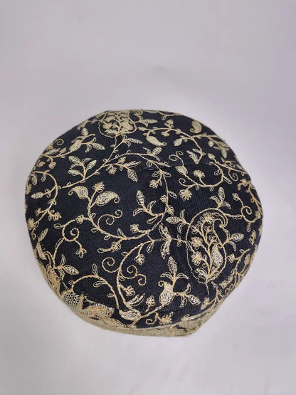 Hafeez Heavy Zari Work Black Designer Cap