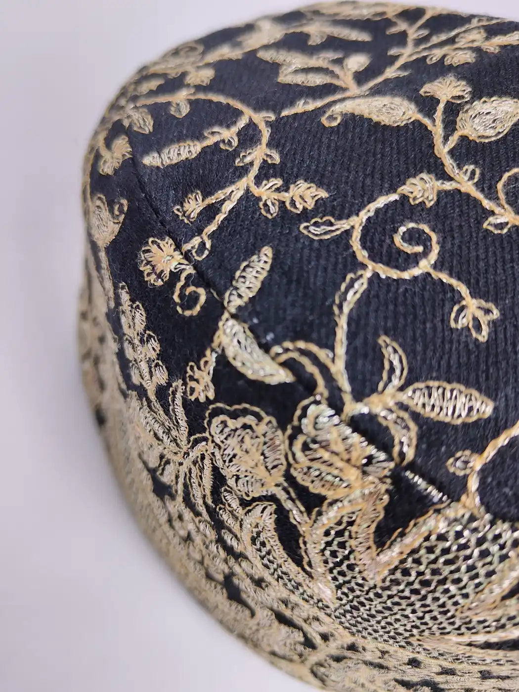 Hafeez Heavy Zari Work Black Designer Cap