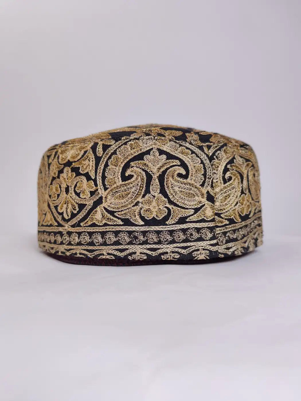 Mens Black Cap Yawar with Heavy Zari Work