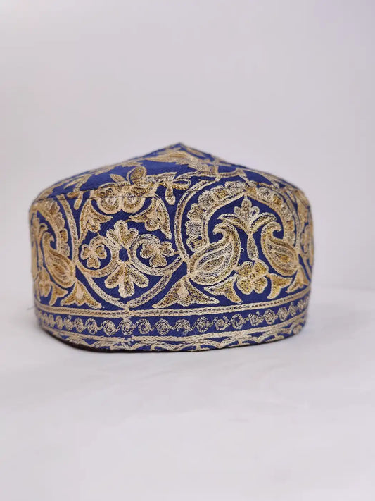 Dark Blue Mens Cap Nawazuddin with Heavy Zari Work