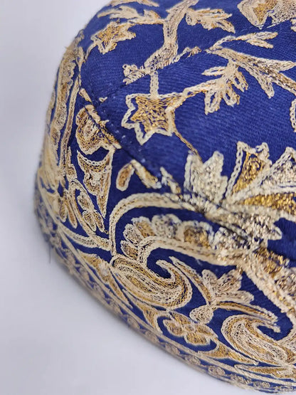 Dark Blue Mens Cap Nawazuddin with Heavy Zari Work