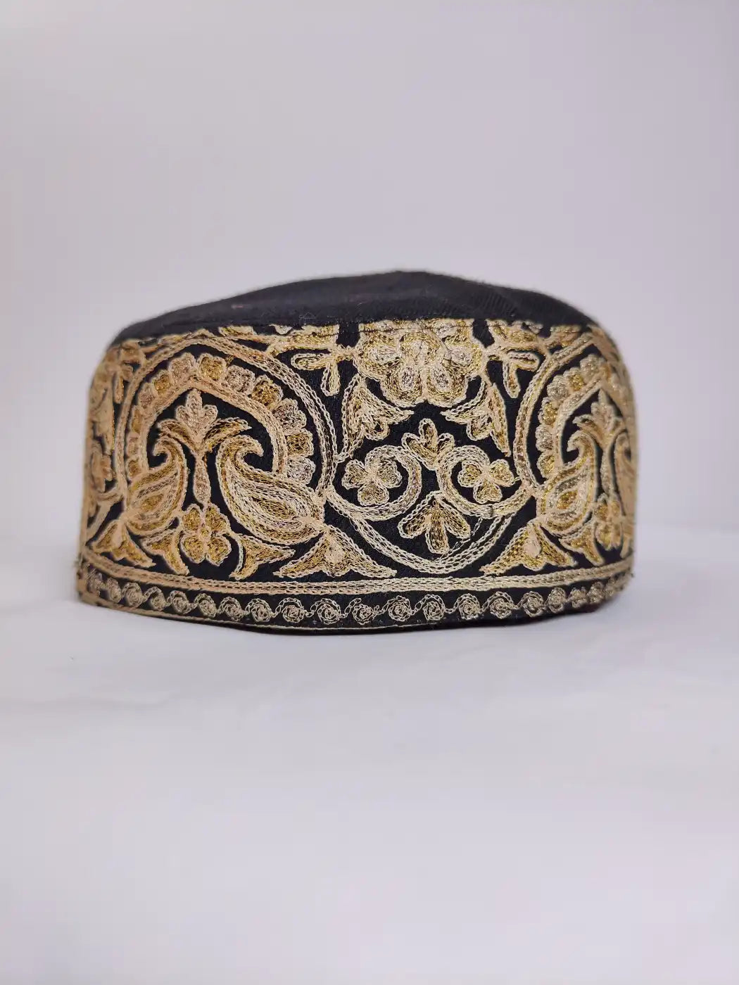 Shehkar Heavy Zari Work Round Black Cap