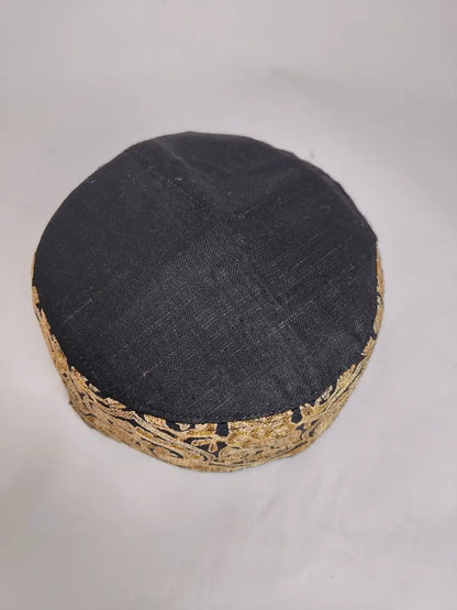 Shehkar Heavy Zari Work Round Black Cap