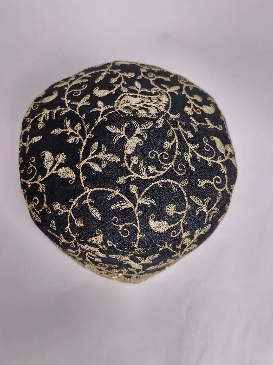 Zari Work Round Cap in Black