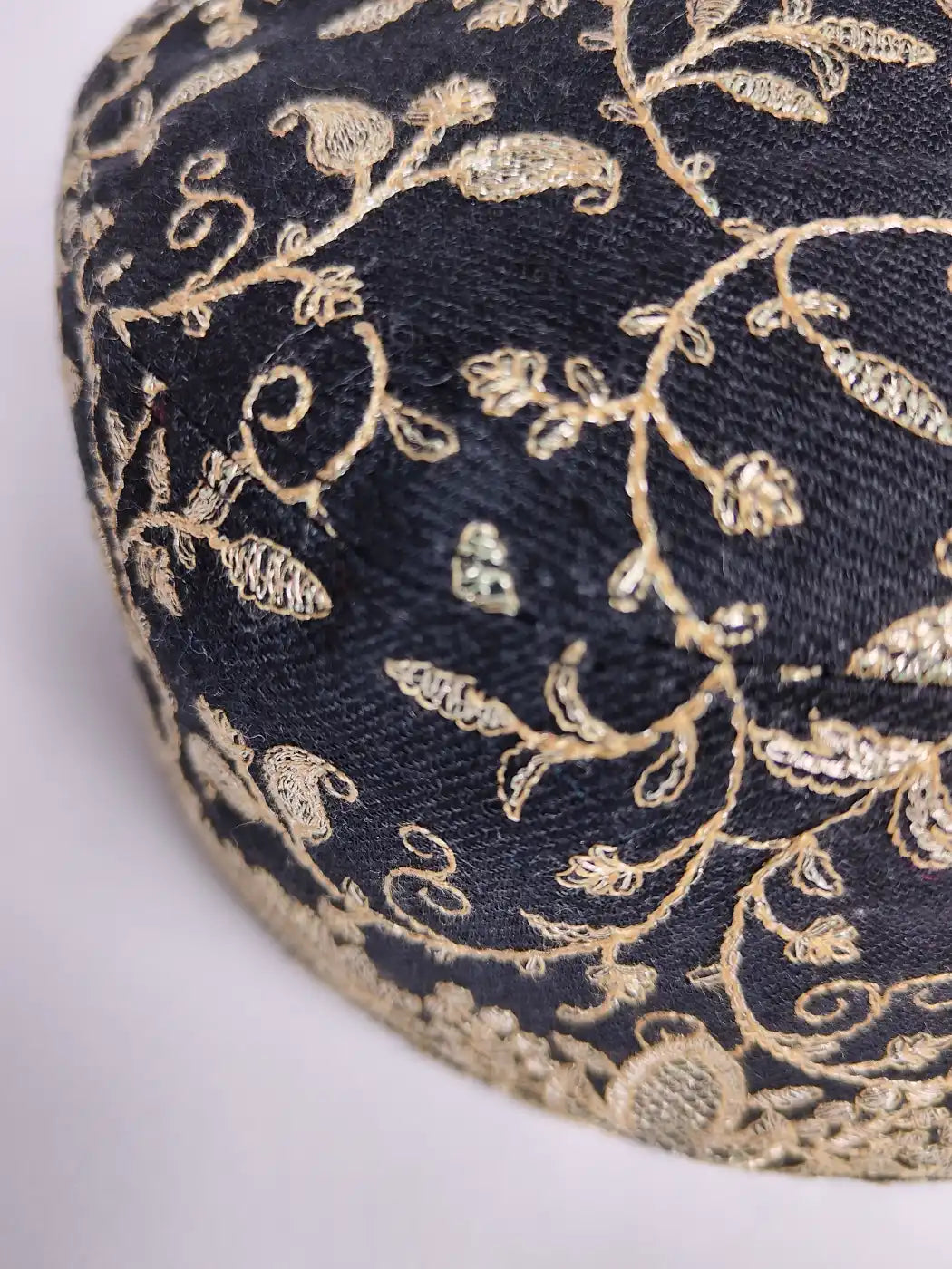 Zari Work Round Cap in Black