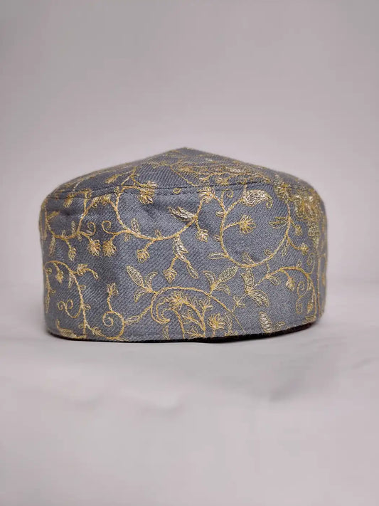 Riwayat Grey Zari Work Foldable Cap