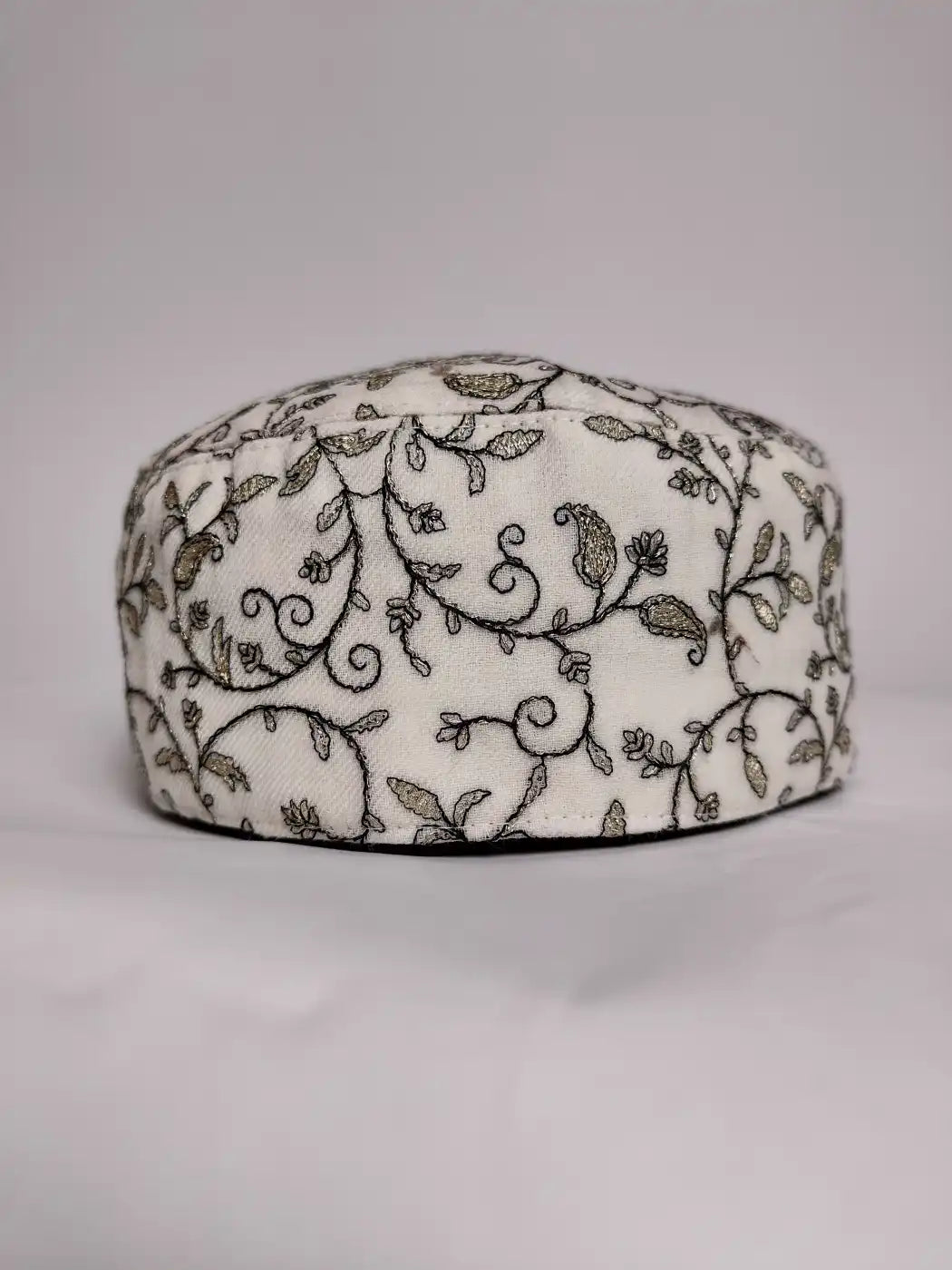 Classic Adil Qadri White Cap with Zari Work