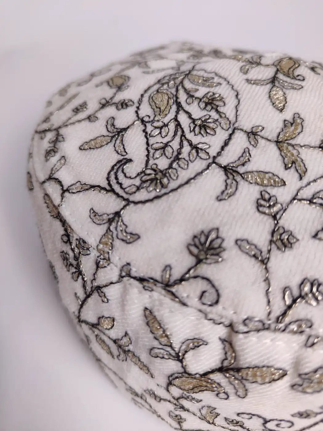 Classic Adil Qadri White Cap with Zari Work