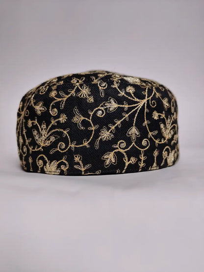 Black Gents Zari Work Cap