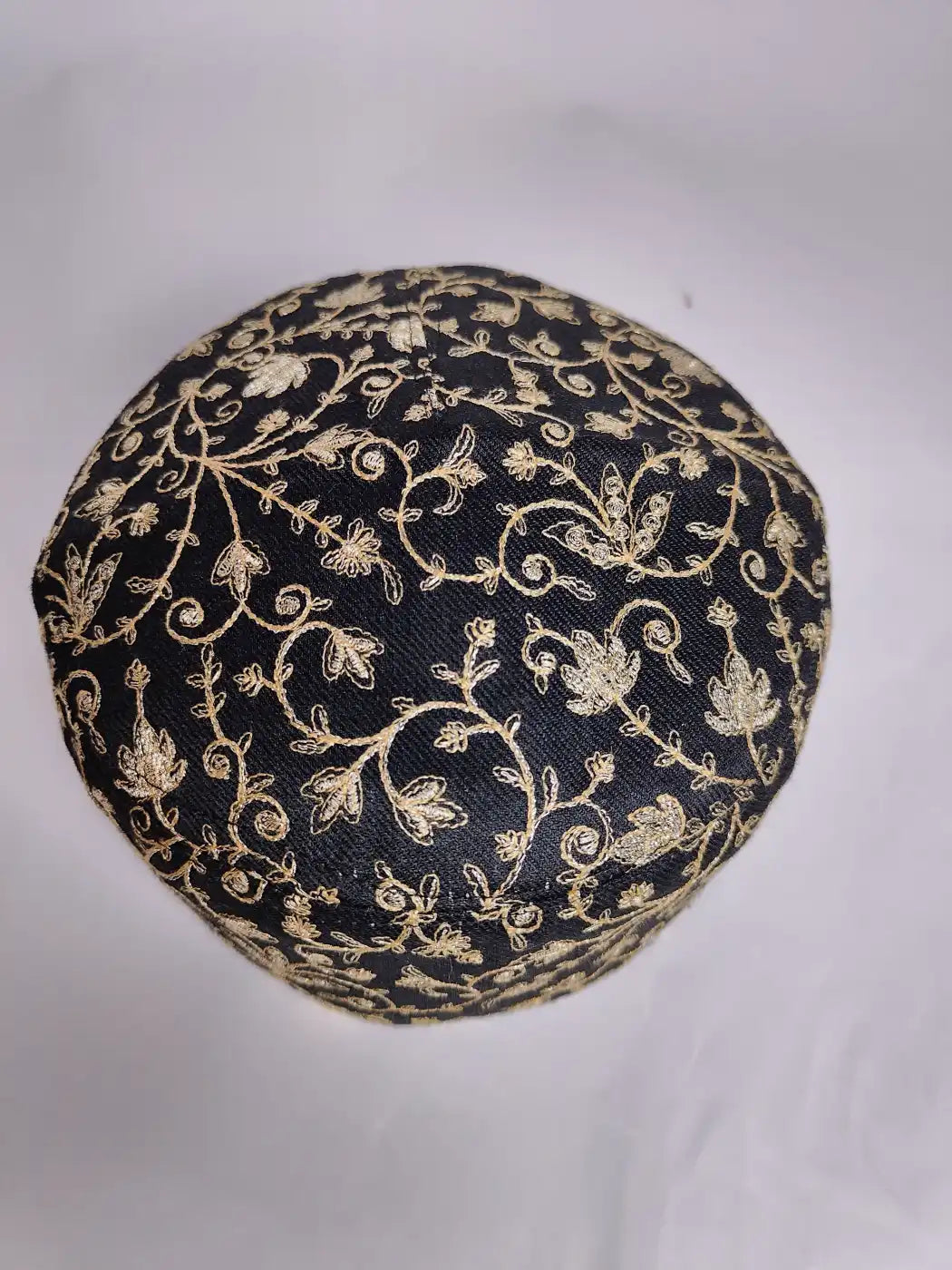 Black Gents Zari Work Cap