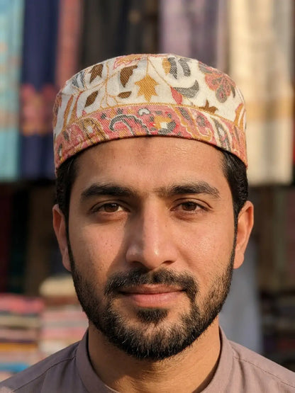 White Kani Cap | Kashmiri Karigari