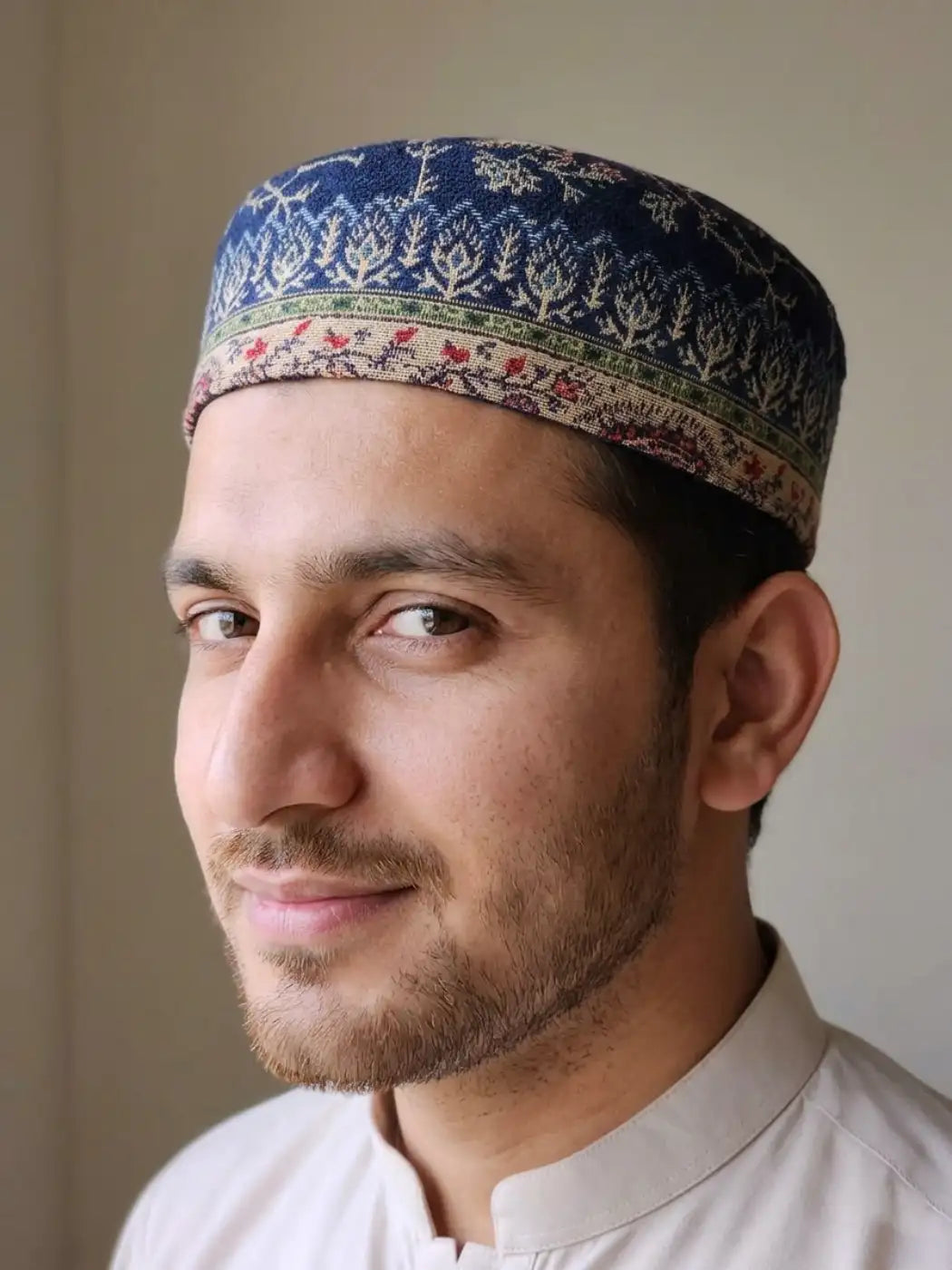 Kashmiri Dark Blue Kani Cap | Zareen Saaz