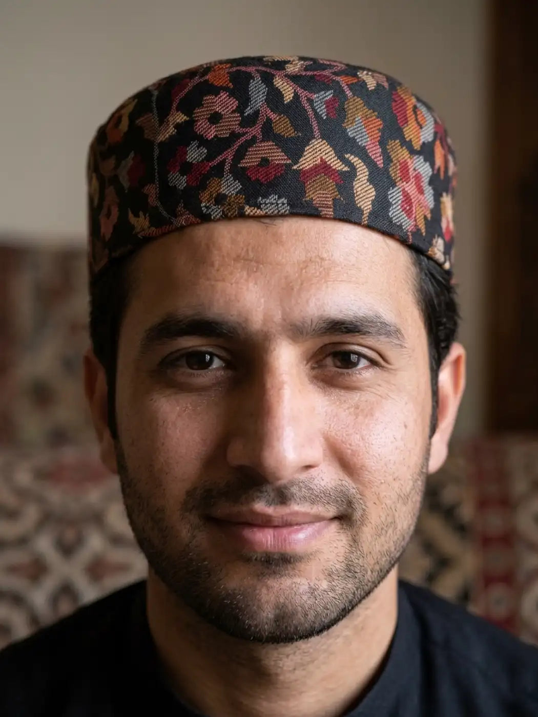 Black Kashmiri Kani Cap Qasim