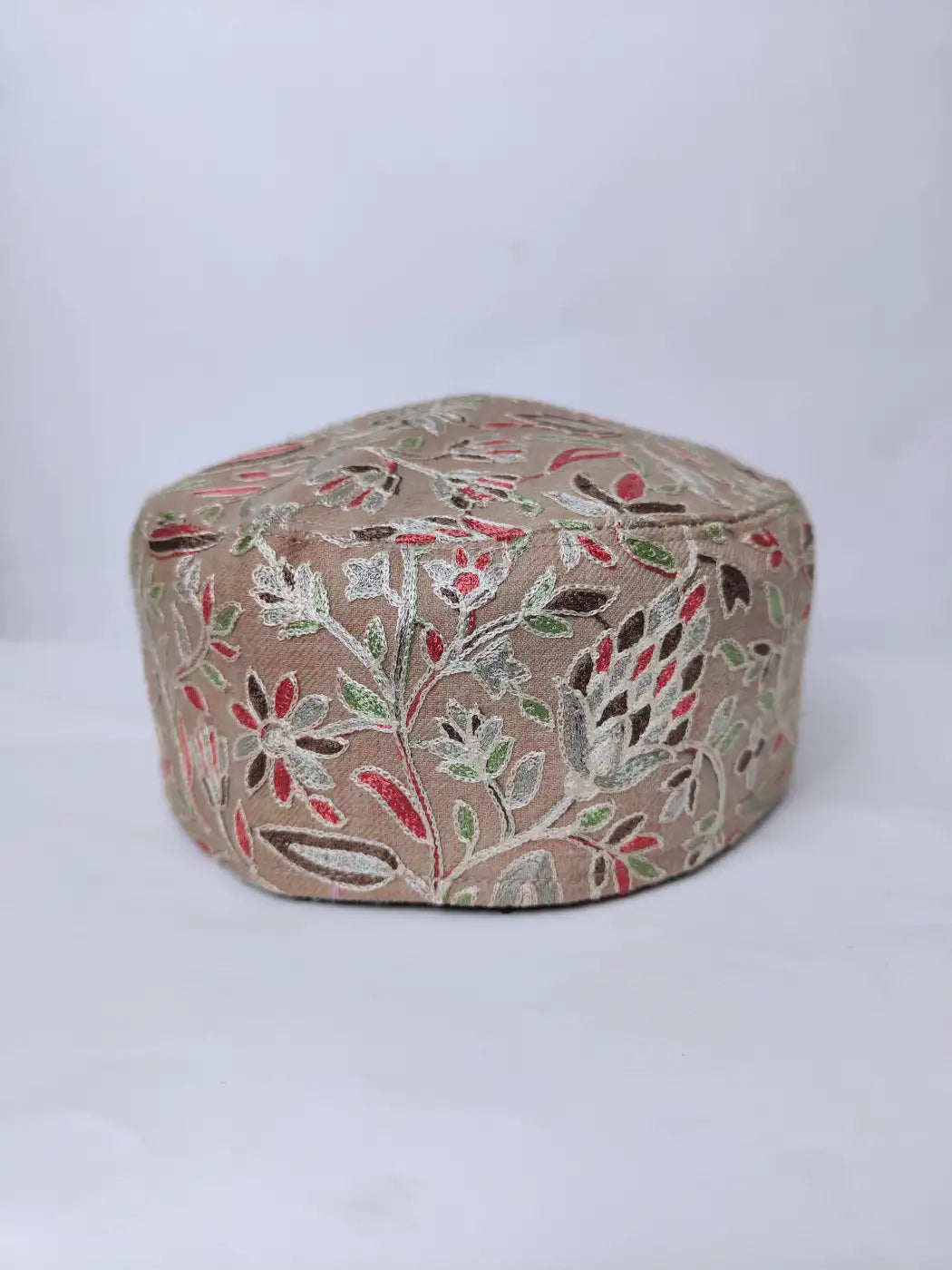Kashmiri beige cap with aari embroidery