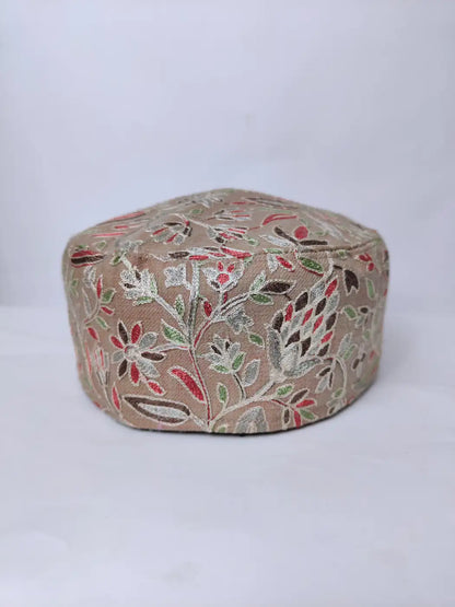 Kashmiri beige cap with aari embroidery