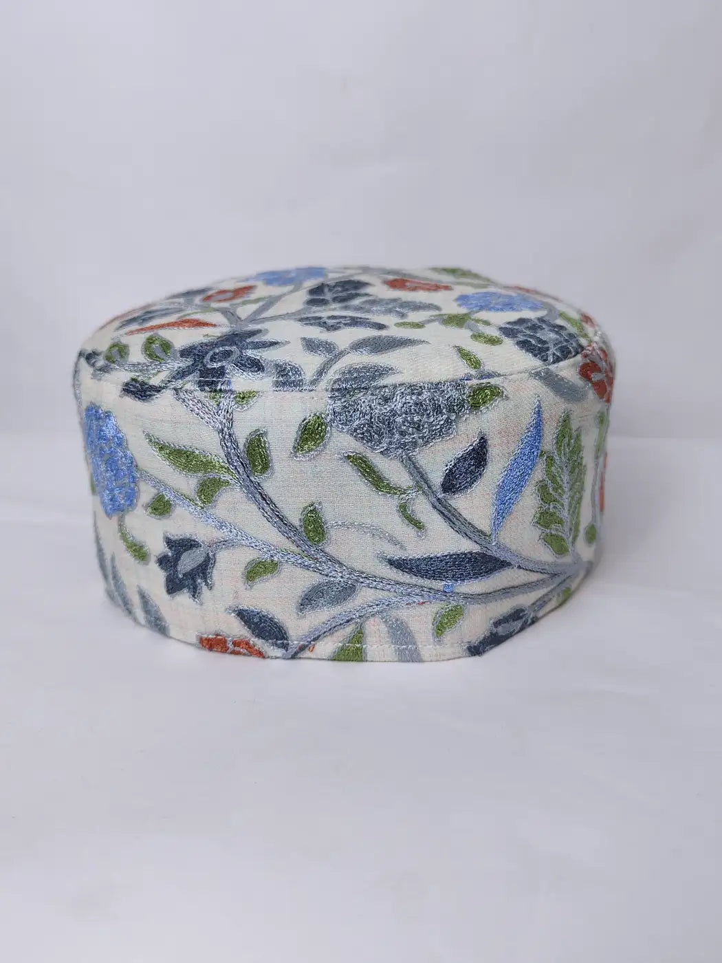 Kashmiri cap in white with aari embroidery