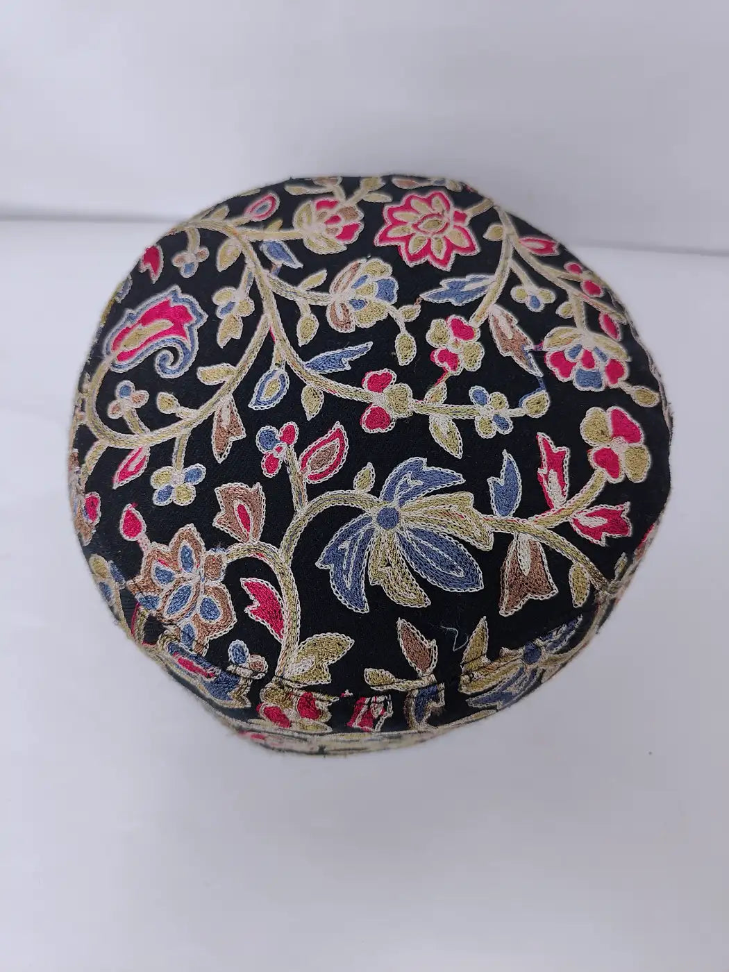 Kashmiri black topi with aari embroidery