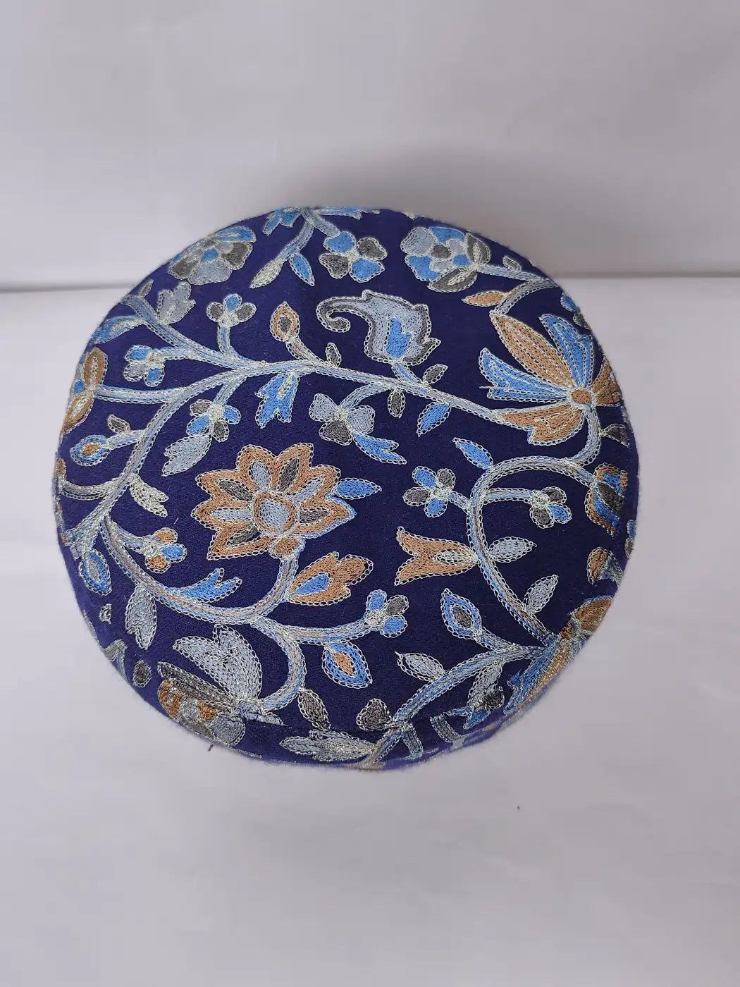 Kashmiri dark blue with top side floral work