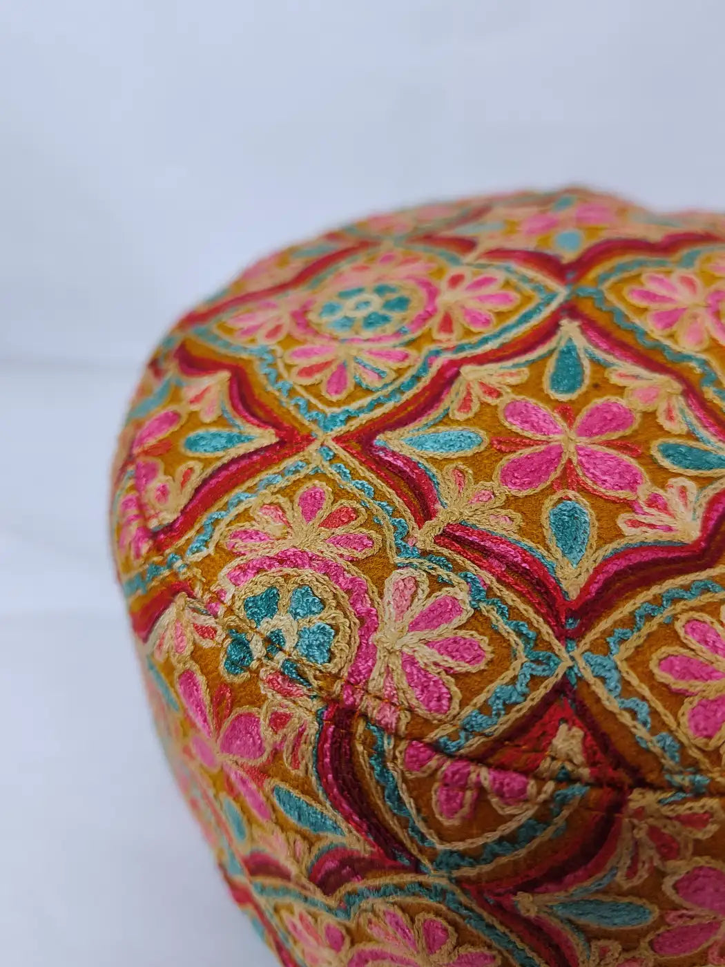 orange cap all over aari embroidery