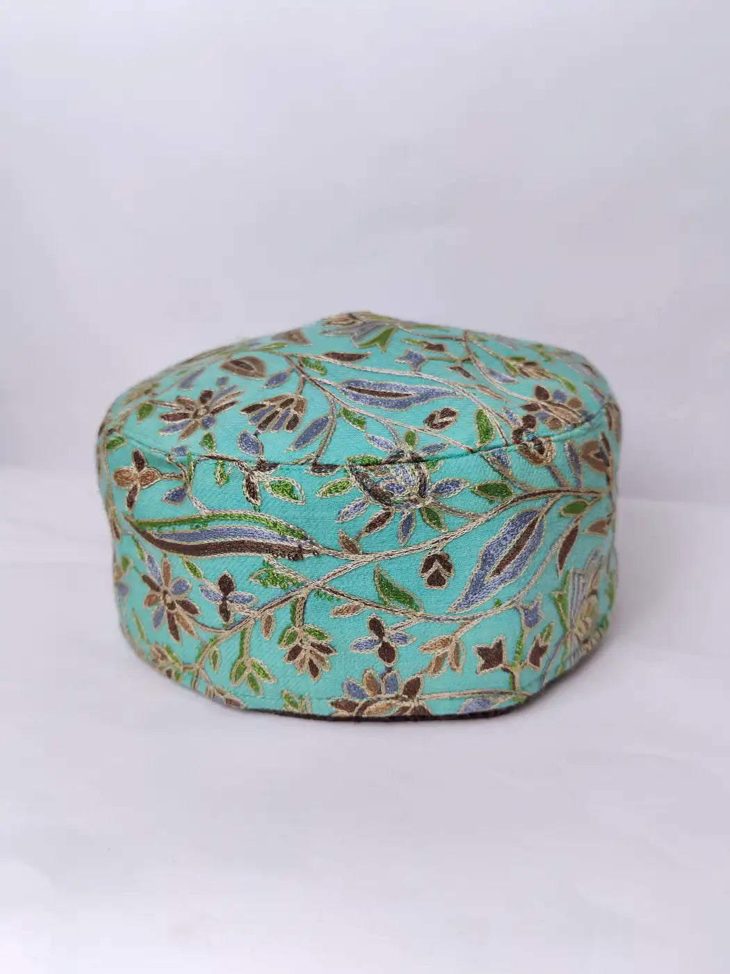 unique wool cap with aari embroidery