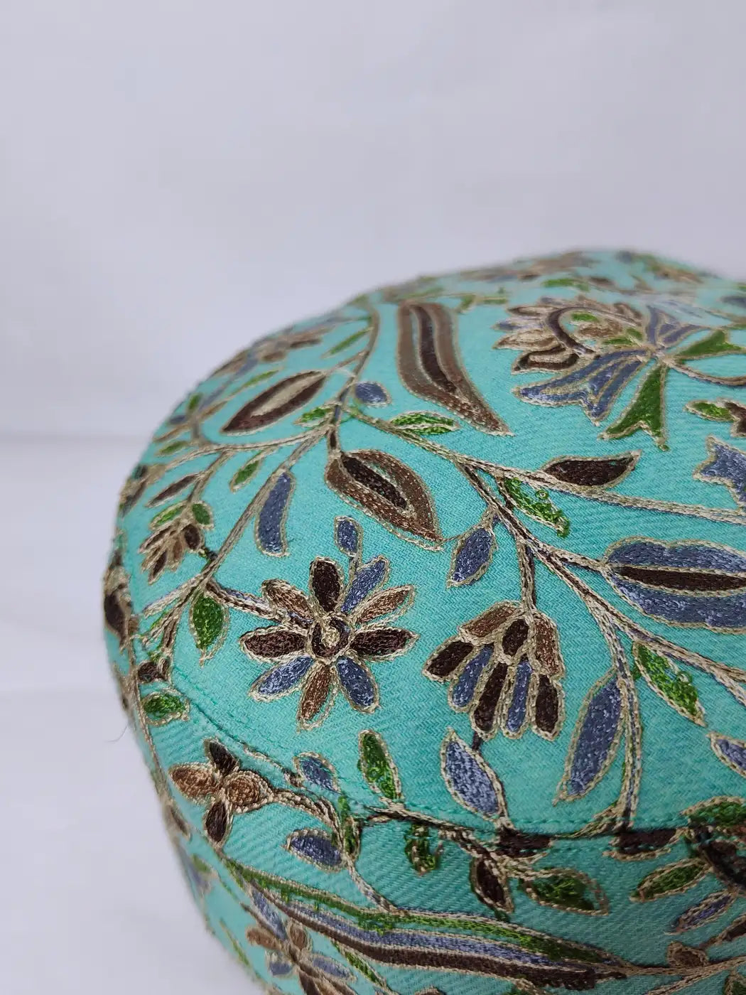 blue cap in aari work
