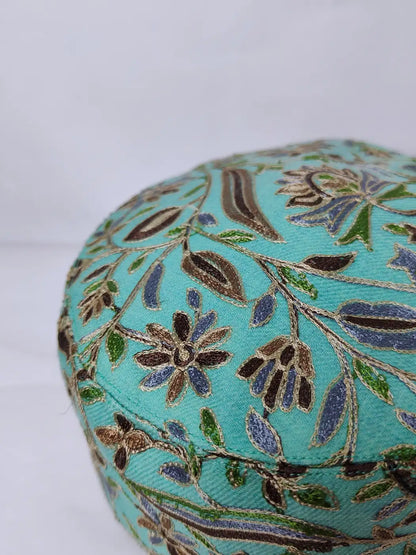 blue cap in aari work