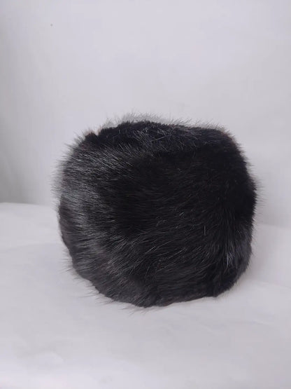 black fur handmade cap