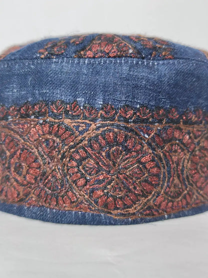 Classic Sameeh Kashmiri Dark Blue Cap with Hand Sozni Work