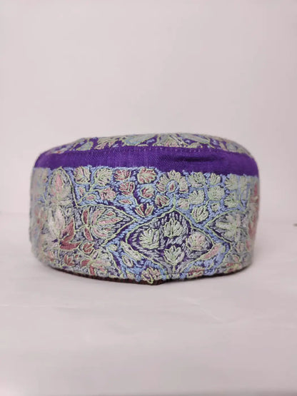 Royal Blue Mens Cap with Kashmiri Hand Sozni Embroidery