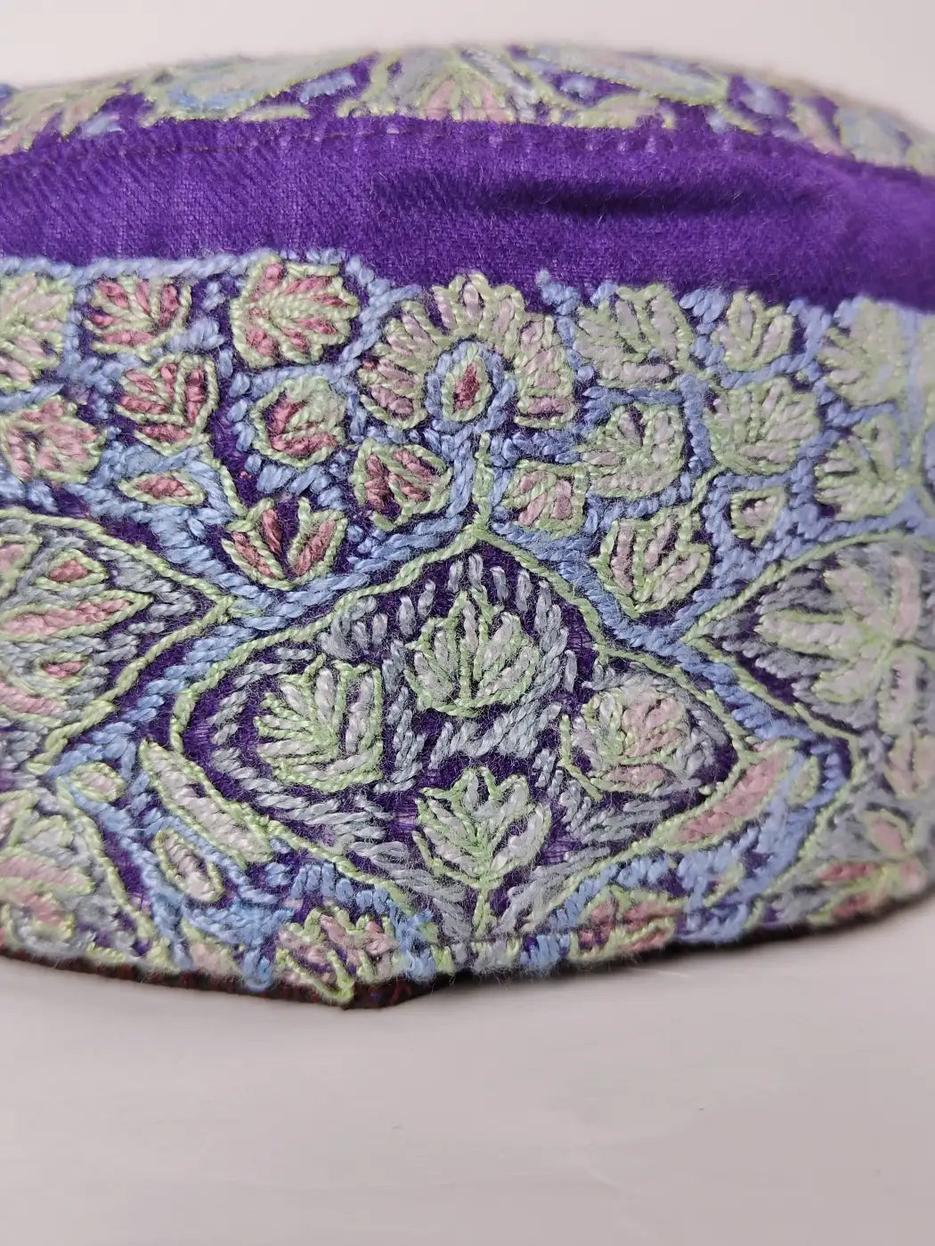 Royal Blue Mens Cap with Kashmiri Hand Sozni Embroidery