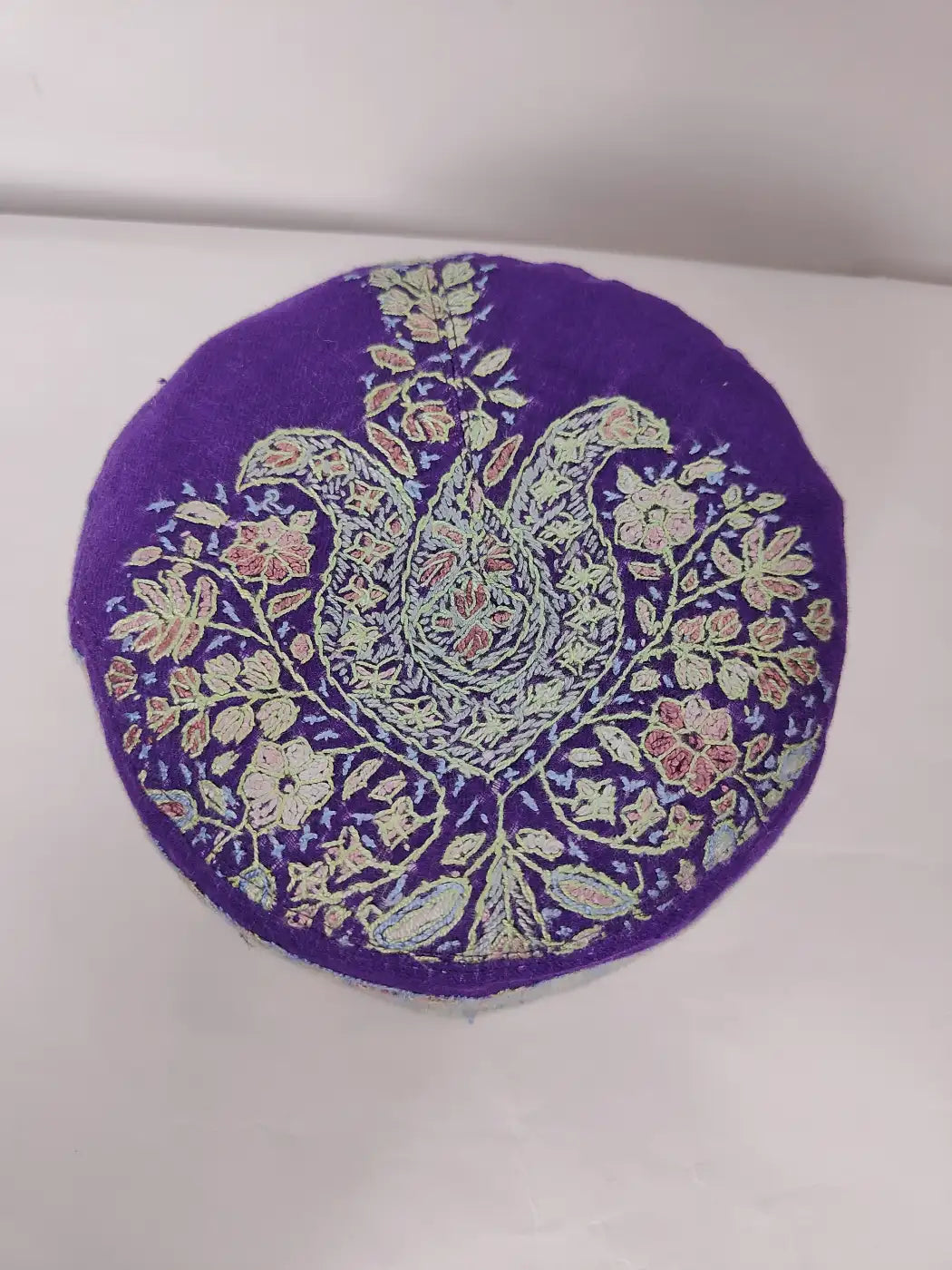 Royal Blue Mens Cap with Kashmiri Hand Sozni Embroidery