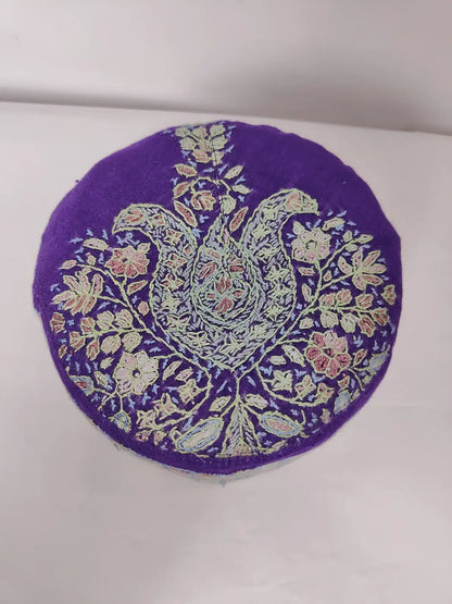 Royal Blue Mens Cap with Kashmiri Hand Sozni Embroidery