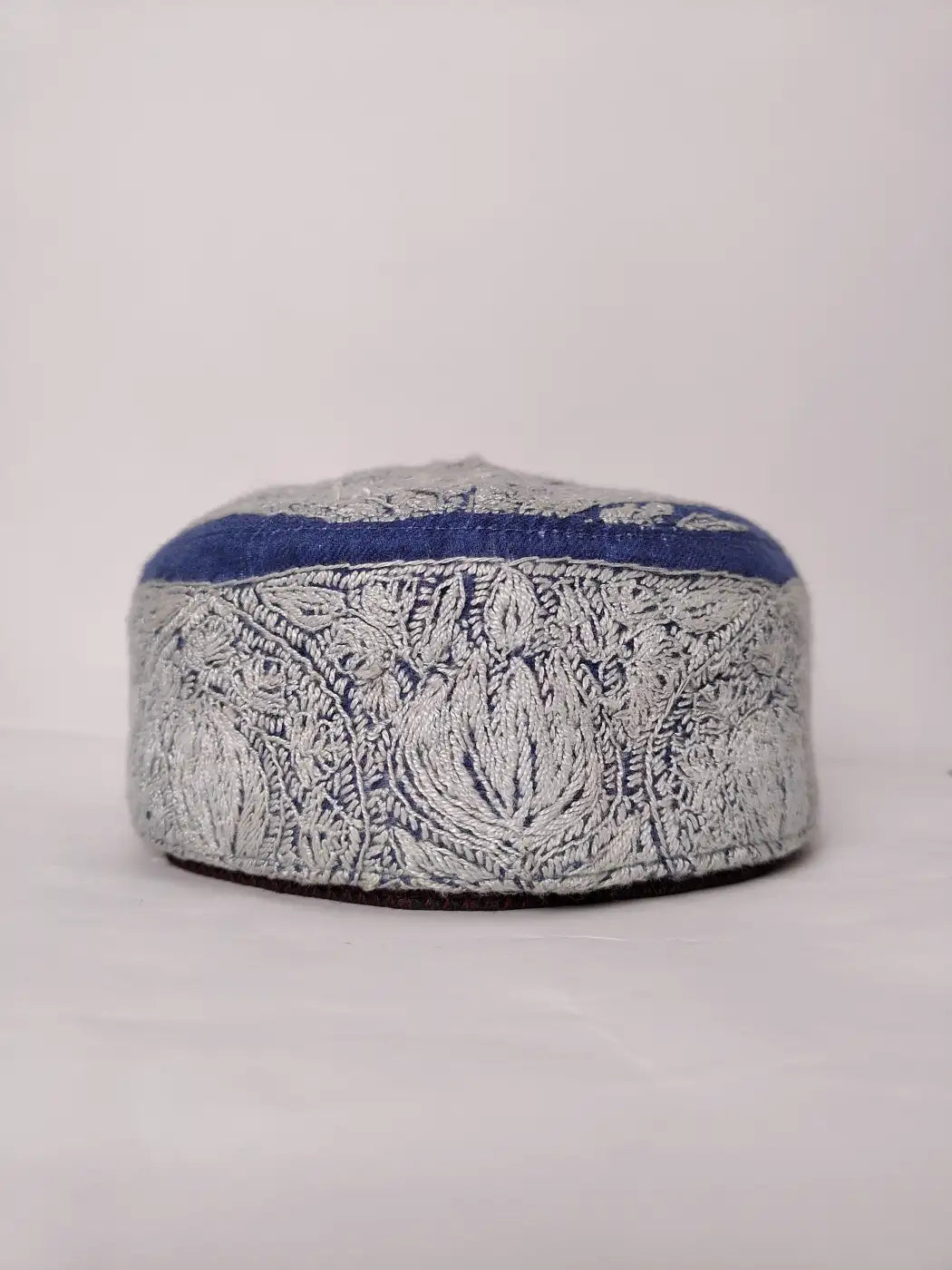 Kashmiri Blue Traditional Cap with Hand Sozni Embroidery Aftab