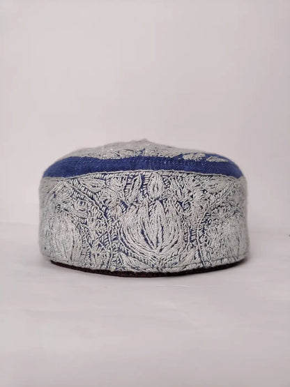 Kashmiri Blue Traditional Cap with Hand Sozni Embroidery Aftab