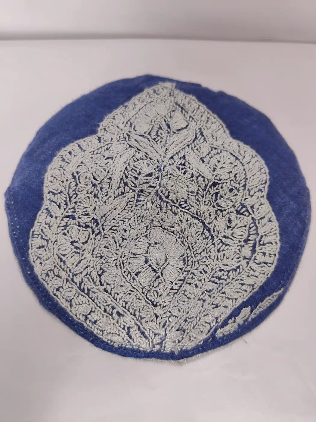 Kashmiri Blue Traditional Cap with Hand Sozni Embroidery Aftab