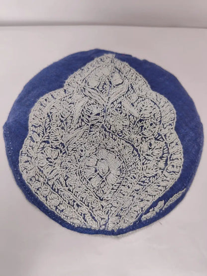 Kashmiri Blue Traditional Cap with Hand Sozni Embroidery Aftab