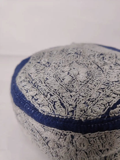 Kashmiri Blue Traditional Cap with Hand Sozni Embroidery Aftab